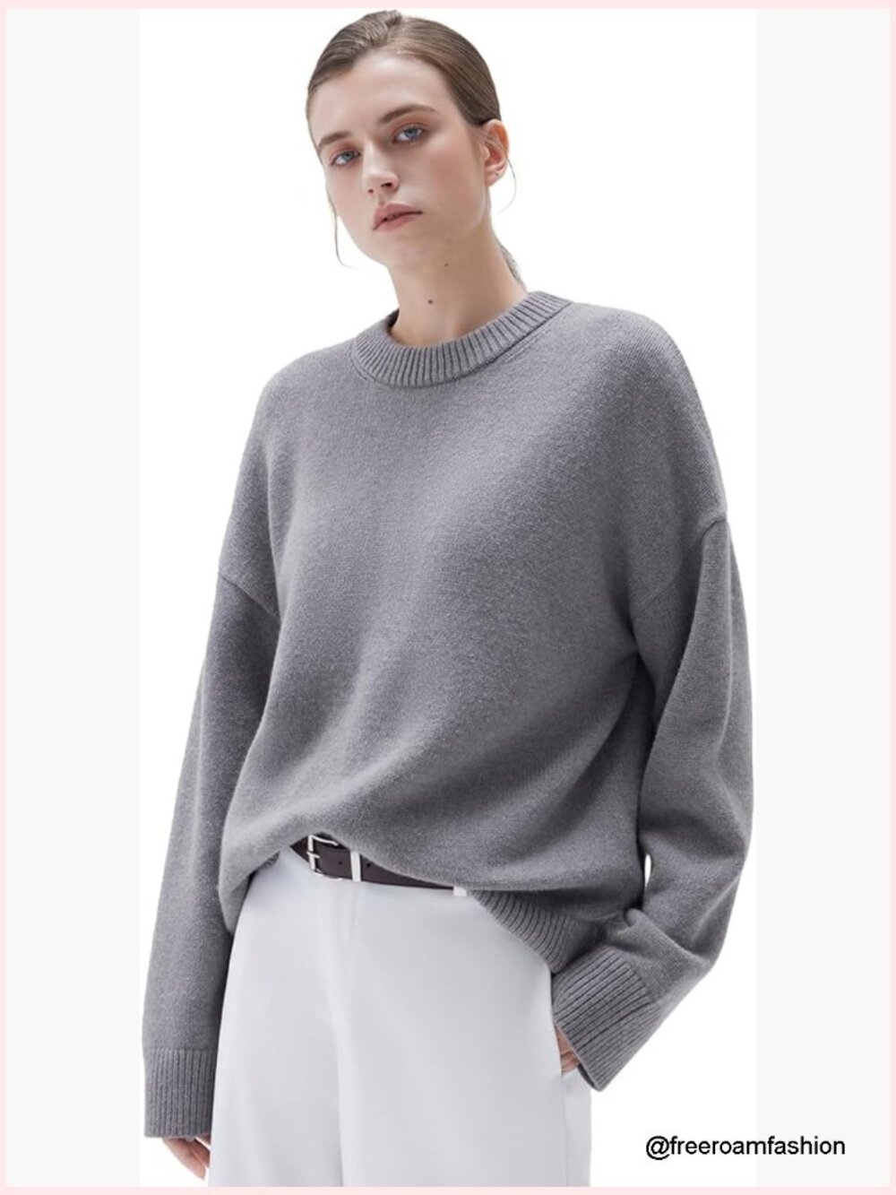 Oversized Cashmere Blend Crew Neck Long Sleeve Pullover Sweater